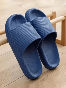 Women's Comfortable Thick Sole Slip-On Slippers With Elevator Effect, EVA Material, Non-Slip Indoor Slippers - Blue - View 1