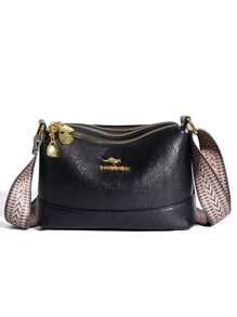 Brand Luxury Women's Crossbody Bag, Soft Leather Handbag, Designer Fashion Women's Shoulder Bag, Crossbody Bag - Black - View 3