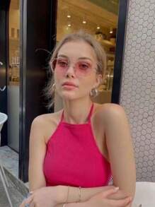 Colored Lens Glasses. New Model Sunglasses, 100% UV Protection. - Pink - View 1