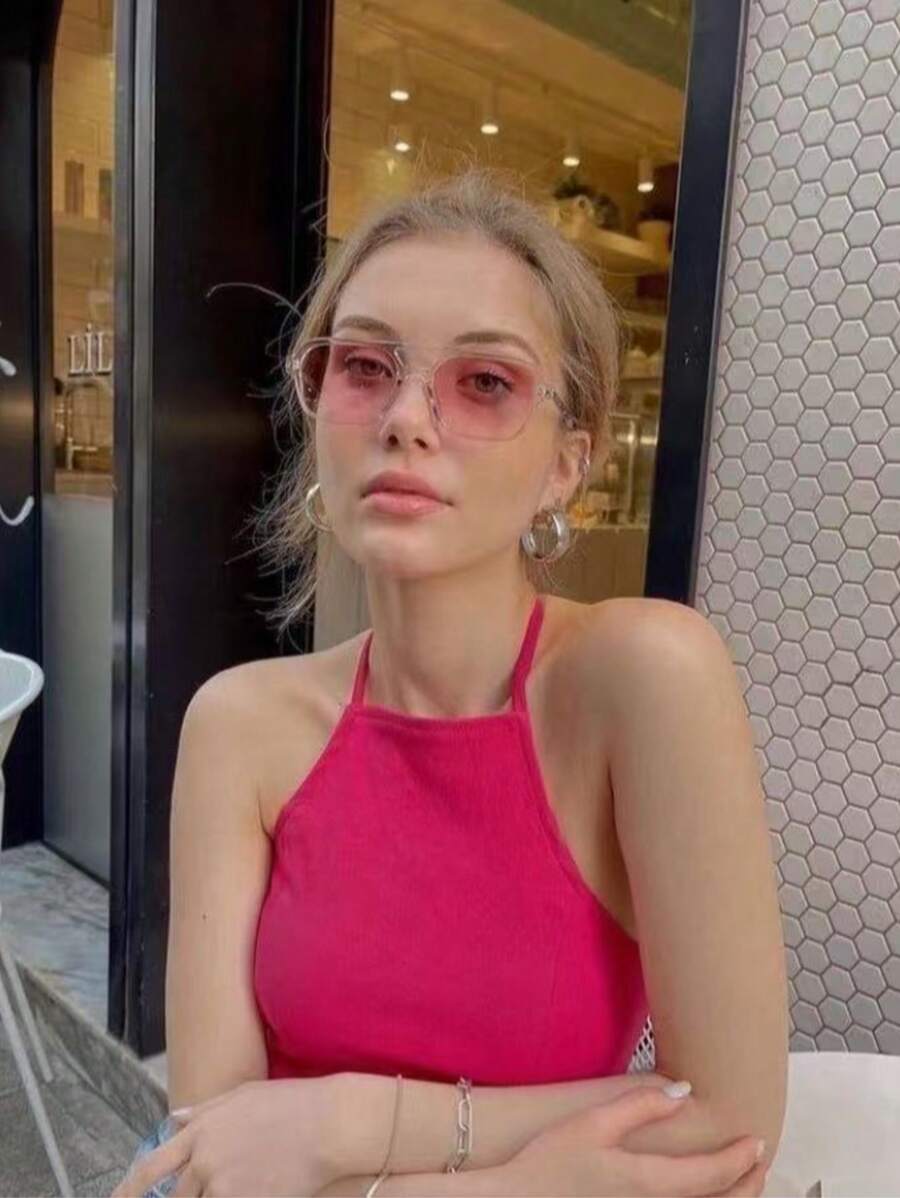 Colored Lens Glasses. New Model Sunglasses, 100% UV Protection. - Pink - View 1