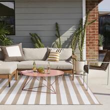 Outdoor Waterproof Patio Rug 5X8 6x9 8X10 9X12 Plastic Straw Reversible Lightweight Outside Beige Stripe Large Carpet Outdoor For Camping RV Porch Deck Balcony Beach - Classic Stripes (Apricot Beige) - View 7