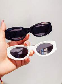 2 Pieces Set - Vintage Children Cat Eye Frames Stylish Glasses, Simple & Design, Multicolored Options Suitable For Boys, Girls, Parties, Holidays, Travel, Everyday Accessory, Photography Prop - Multicolor - View 2