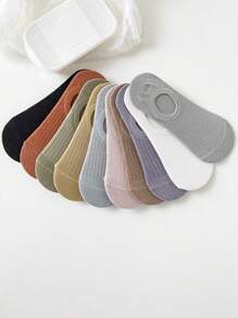 Random 5 Pairs Women Spring & Summer Solid Color Dopamine Simple Versatile Colorful Fashion Low-Cut Invisible Socks - Multicolor - View 4