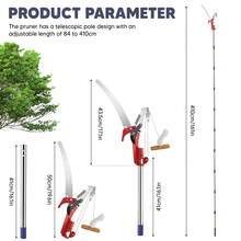 4m red splicing pole, branch pruning and pruning, high branch saw (10 sections)+2 pulleys - Rot - Übersicht 2