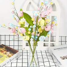 1/2 Pcs Easter Artificial Flowers Easter Eggs Berries Stem Picks Branches Colorful Easter Party Floral Arrangement Crafts Decorations For Spring Easter Birthday Wedding Party Home Vase Decor Gifts Graduation - Multicolor - View 9