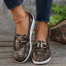 Zapatos casuales de plataforma con hebilla de metal para mujer talla grande, nuevo modelo primavera otoño 2024