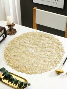 Set de 6 individuales tejidos a mano de forma redonda hueca, de estilo minimalista moderno, lavables, fáciles de limpiar, antideslizantes, resistentes al calor, adecuados para la decoración de la habitación, la mesa de comedor, el hogar, ideales para fiestas, cumpleaños, bodas y cenas