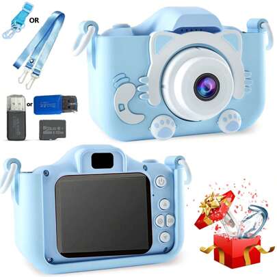 1080P HD Pixel 2-Inch Screen Digital Camera Camcorder Camcorder Portable Camera With Protective Case 32G Memory Card Card Reader Cute Birthday New Year Valentine's Day Gift 600mAh