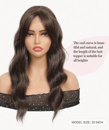 20" Wavy Hair Topper To Add Hair Volume 6.5"X6.5" Base Size Hair Toppers For Women Synthetic Hair Pieces For Women With Thinning Hair Wavy Clip In Hair Extensions - 咖啡棕 - 查看 2