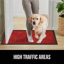 GORILLA GRIP 100% Impermeable Alfombra de Entrada WeatherMax para Todas las Estaciones, Diseñada en EE. UU., Caucho Natural, Resistente a Manchas y Desvanecimiento, Alfombras de Entrada de Bajo Perfil para Interior y Exterior, Fácil de Limpiar, 17x29 Diamante Gris - Vino tinto añejo - Ver 7