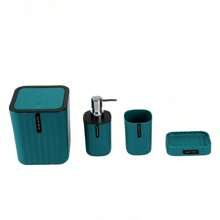 4pcs/Set Bathroom Vanity Accessories, Includes Trash Can, Soap Dish, Toothbrush Holder, Lotion Bottle, Home Bathroom Decor - Multicolor - View 10