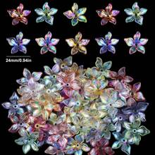 100 piezas de cuentas perforadas de material de resina de 24mm con formas mixtas al azar de rosas de colores, colas de pez, mariposas y flores, adecuadas para hacer artesanalmente pulseras, collares, pendientes, accesorios de moda, decoración de ropa y suministros para la fabricación de joyas