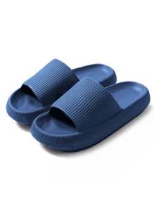 Women's Comfortable Thick Sole Slip-On Slippers With Elevator Effect, EVA Material, Non-Slip Indoor Slippers - Blue - View 4