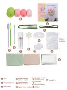 1 Set Crochet Flower Bouquet Craft Kit For Beginners, Handmade Rose Flower Yarn Arts & Crafts, DIY Knitting Materials Pack With Basic Accessories And Instructions, Holiday Gift