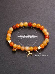 1Piece 12 Zodiac Signs Elegant Natural Gemstone Bracelet 6mm Opal Rose Quartz Watermelon Tourmaline Peach Blossom Stone Blue Apatite Red Aventurine Carnelian Rhodonite Bloodstone Rutilated Quartz Beads Girlfriend Bangles With Gold Color Stainless Steel 12 Zodiac Medallion And Vibrant Cubic Zirconia Jewelry Unique Birthday 12 Zodiac Gift For Women