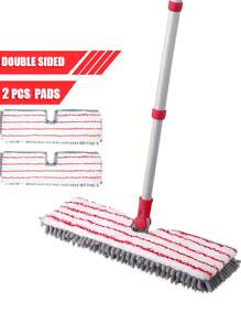 LIAO طقم مسح المايكروفايبر، مسح مسطح ذو وجهين بقطعتي وسادة مسح قابلة لإعادة الاستخدام، مسح أرضيات الخشب الصلب، مسح مسطح لتنظيف أرضيات الخشب اللامينيت والسيراميك والرخام، مستلزمات تنظيف، أدوات تنظيف - متعدد الألوان - مشاهدة 13