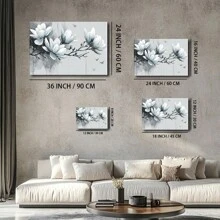 1 Pc, An Abstract Art-Style Drawing Of White And Blue Magnolia Flowers, Original, Canvas, Wall Art, Living Room Wall Decorations, Bedrooms, Bathrooms, Frame Poster Art Prints, Hanging Paintings, Home Decoration, Festivals. Home (2) - 彩色 - 查看 11