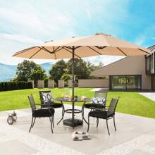 9 X 15 Ft. Steel Market Patio Umbrella - 米色 - 查看 3