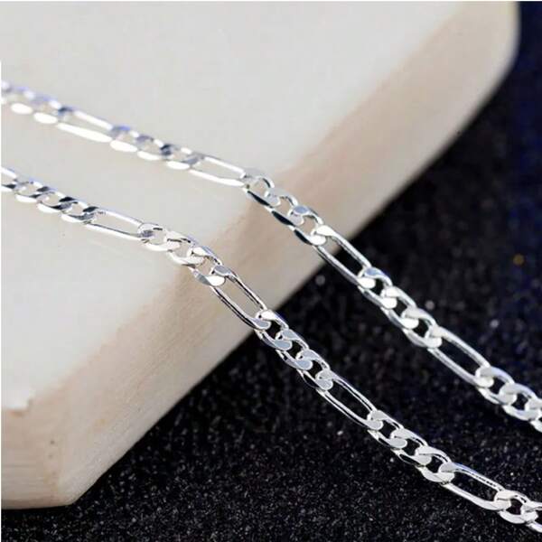 Silver Plating 16/18/20/22/24/26/28/30 Inch 2mm Sideways Flat Chain Necklace For Women Man Fashion Wedding Jewelry