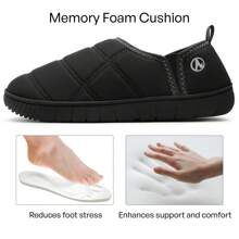 Festooning Mens Slippers Indoor/Outdoor Comfy House Shoes Slip On Memory Foam Slippers - Black - View 4