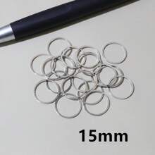50入組直徑黃銅關閉環箍適用於DIY耳環珠寶製作配件 - 銠色 - 查看 15