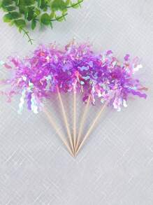 25pcs Colorful Cake Decorations, Glitter Rain Cake Toppers, Birthday Baking Insert Cards, Party Supplies, Birthday, Holiday
