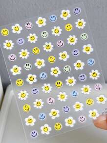 1pc Colorful Flower Nail Art Stickers, Monet Garden Series 3D Embossed Adhesive Cartoon Nail Decals - Multicolor - View 5