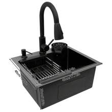 Eatssode 40 X 45cm Kitchen Sink, Stainless Steel Sink, Built-In Sink Including Soap Dispenser Over Drain Fitting, Suitable For Kitchens, Restaurants, Cafes, Bars Etc. - 黑色 - 查看 2