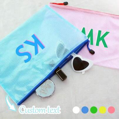 Custom Waterproof Pool Bag, Name Shadow Custom Color Pool Bag, 13*9.5in/33*24cm Large Personalized Name Shadow Beach Bag, Bridesmaid Wedding Bag, Personalized Pool Bag, Waterproof Bag, Customized Bachelor Sunscreen Bag, Camp Bag, Kids Pool Bag, Girls Travel, Parties And Gifts, Sunscreen Storage Bag, Bachelor Gift, Bridal Bridal Party Favors Graduation Gifts, Pool Mesh Zipper Bags, Makeup Bags, Singles Gift Bags, Bridesmaids Gifts,Boho Vibes,Multi-Functional,Anti-Mold,Ornamental,Reusable,Seal,Exquisite,Stylish,High-Quality,Adorable,Modern,Custom,Unique,Personalized,Her,Boyfriend,Girlfriend,Dad,Mom,Family,Friends,Son,Daughter,Kids,Office,School,Home,Customized Multi-Functional Bags,Easy Comfort ,Forever Love