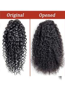 Kinky Curly Ponytail Extension Human Hair Clip In Pony Tail Hair Extensions Natural Black Ponytail Extensions Real Remy Hair Pieces Long Kinky Curly Clip In Human Hair Ponytail 30Inch - SNatural - View 7