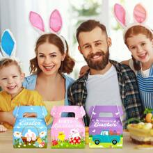 3 piezas Portador de cajas de cartón para dulces y aperitivos de Pascua de colores aleatorios para regalo de fiesta de Pascua