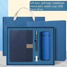 Customized A5 Vertical Striped Stitching Notebook, Premium Soft Leather, School/Business Meeting Gift Set, Corporate Culture Promotion & Grand Opening Commemorative Gift