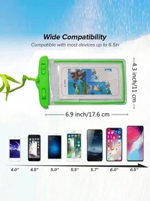 1pc Green Waterproof Phone Case, Casual Waterproof Phone Pouch Cellphone PVC Bag For Vacation Beach Waterproof Case For Phone Underwater Snow Rainforest Transparent Dry Bag Swimming Pouch Big Mobile Phone Covers