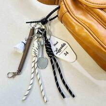 Blogueur avec le même porte-clés de voiture personnalisé, DIY créatif porte-clés, pendentif de billard, pendentif de badminton, pendentif de sac à alcôve, sac de lâchage tressé à la main pour couple