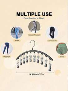1pc Clothes Hanger Closet Organizer With 10 Clips Space-Saving Curved Hanger For Yoga Pants And Leggings Pants Socks Hanger For Clothes Shops Organize Bedroom Bathroom Closet Wardrobe Home Dormitory Travel Wardrobe Organizer Storage Clothes Hanger Clothes Storage Organizer Closet Organization And Storage - Multicolor - View 9