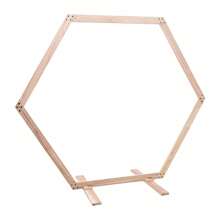 YUNRUX Arche de mariage hexagonale en bois 233x225cm, arche de mariage élégante en bois avec base, tonnelle hexagonale en bois pour décoration de fête d'anniversaire de mariage
