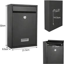 Trintion Letter Box 32 X 21.5 X 8.5cm Post Box Wall Mounted Steel Mail Box Parcel Delivery Box Lockable Letter Weatherproof Post Box With 2 Keys Stylish Letterbox For Keep Your Mail (Black) - Black - View 8