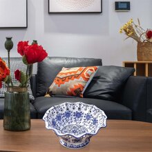 BlazeVideo Fruit Bowl Candy Bowl Ceramic Candy Serving Bowl With Foot, Decorative Centerpiece For Kitchen Or Dining Table