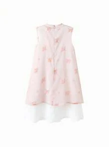 Balabala 女孩新中式連衣裙，2025夏季無袖連衣裙 - 紅色調 - 查看 2