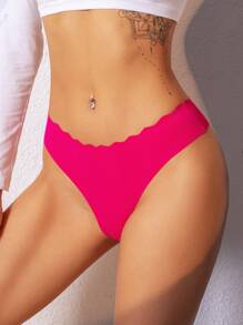 3 Pcs Seamless Panties Hollow Out Heart Shape No-Show Underwear Women Thongs - Multicolor - View 5