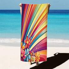 1 pieza Toalla de playa extra grande, extra grande, súper absorbente, manta de playa de fibra suave, artículo esencial de verano, a prueba de viento, a prueba de sol, playa, fiesta, viaje seco, camping, accesorio de playa, regalo de vacaciones