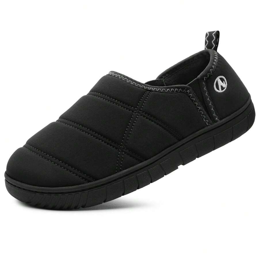 Festooning Mens Slippers Indoor/Outdoor Comfy House Shoes Slip On Memory Foam Slippers - Black - View 1