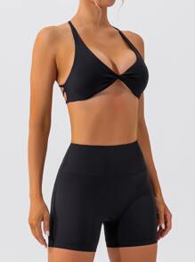 Women's Sports Bra Underwear Twisted Chest Design Criss Cross Backless,Deep V Neck Twist Front Sports Push Up Bra,Outdoor Workout Leisure Bra Running Fitness Pilates