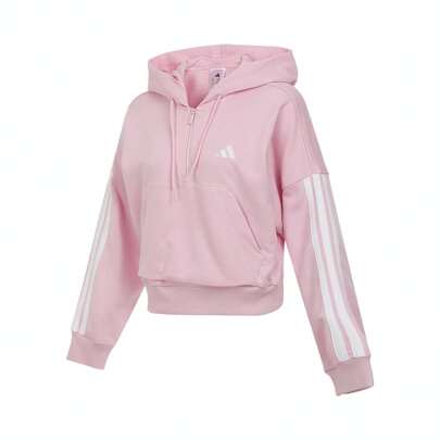 Adidas 女士 2025 3S FT QZ HD 套头针织卫衣 JN1943