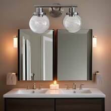 Bathroom Vanity Light Fixtures, 2-Light Black Wall Sconce Lighting Wall Lamp With Clear Glass Sha