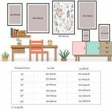 1 Pc Framed Floral Peel And Stick Boho, Vintage, Nature Wall Art Canvas Poster Painting Wall Decor For Bedroom Living Room