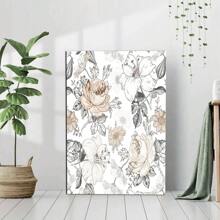 1 Pc Framed Floral Peel And Stick Boho, Vintage, Nature Wall Art Canvas Poster Painting Wall Decor For Bedroom Living Room