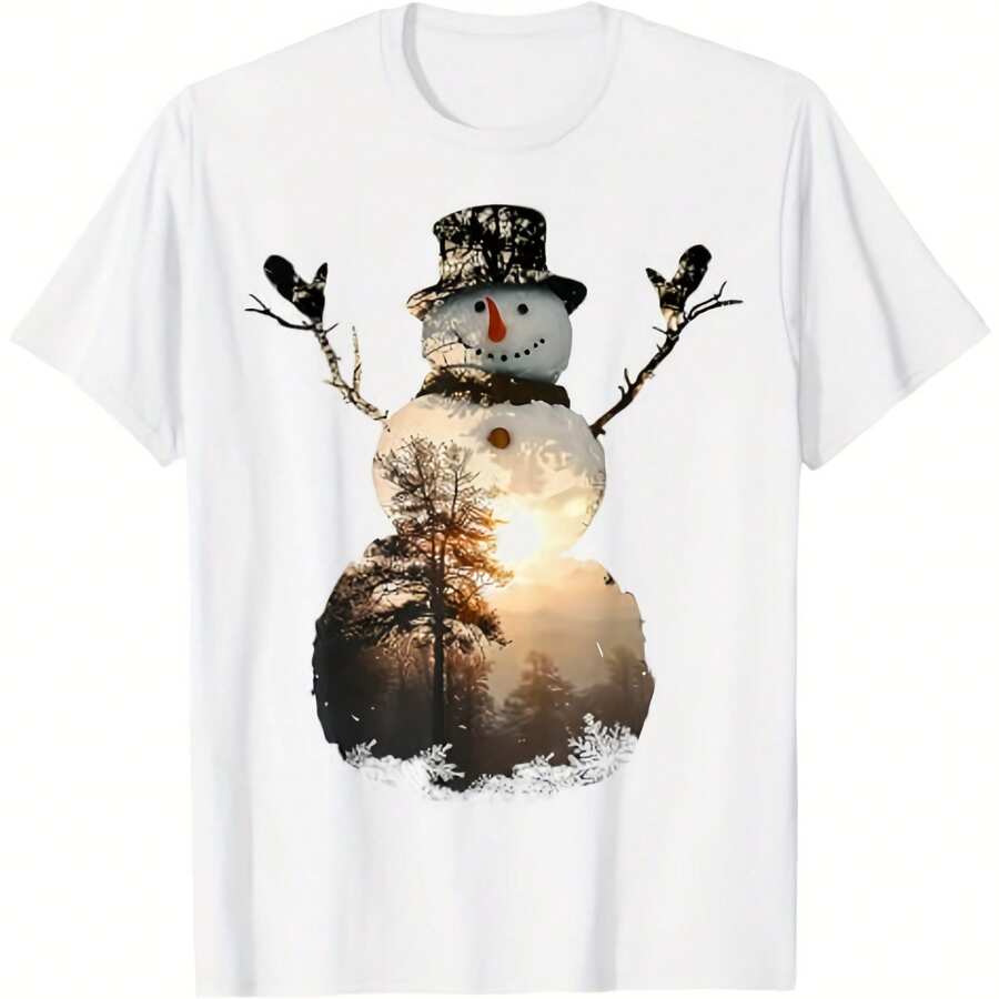 Snowman Christmas Motif X-Mas Artwork Family Snowman T-Shirt