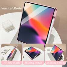 1 件，笔槽 + 720° 旋转 Apple 平板电脑保护套 Pro 2024 13 英寸/5/6/7/Pro 11 英寸 1st 2nd /Air6 2024 4th 5th Gen/8th /9th Gen/10th 代 LOGO 孔防摔防震，PU 皮革，自动唤醒/睡眠，可爱卡通动物图案，亚克力硬背板，硅胶软边设计，带支撑槽 iPad 保护套办公礼物