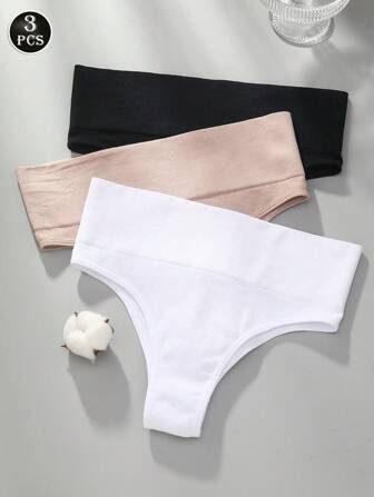 VKME 3 st/set sömlösa högmidjade damunderkläder